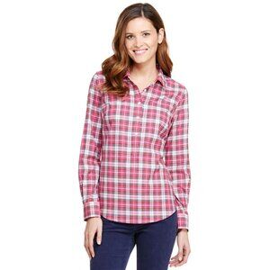 Vineyard Vines Popover Button Up Shirt Sz 4 Red Plaid Cotton Cashmere Preppy
